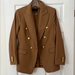 Brown Double-Breasted Blazer with Gold Buttons